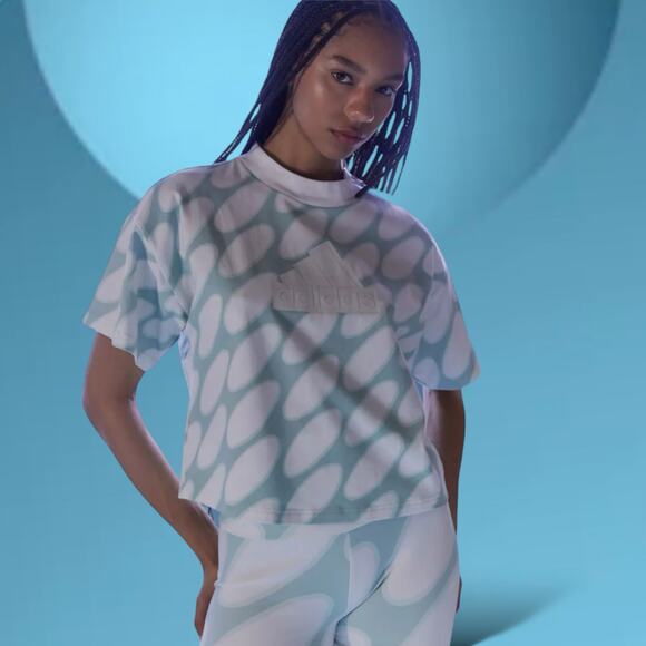 Adidas X Marimekko Future Icons 3- stripes Tee, Size S, Cloud White/ Green - Picture 2 of 13